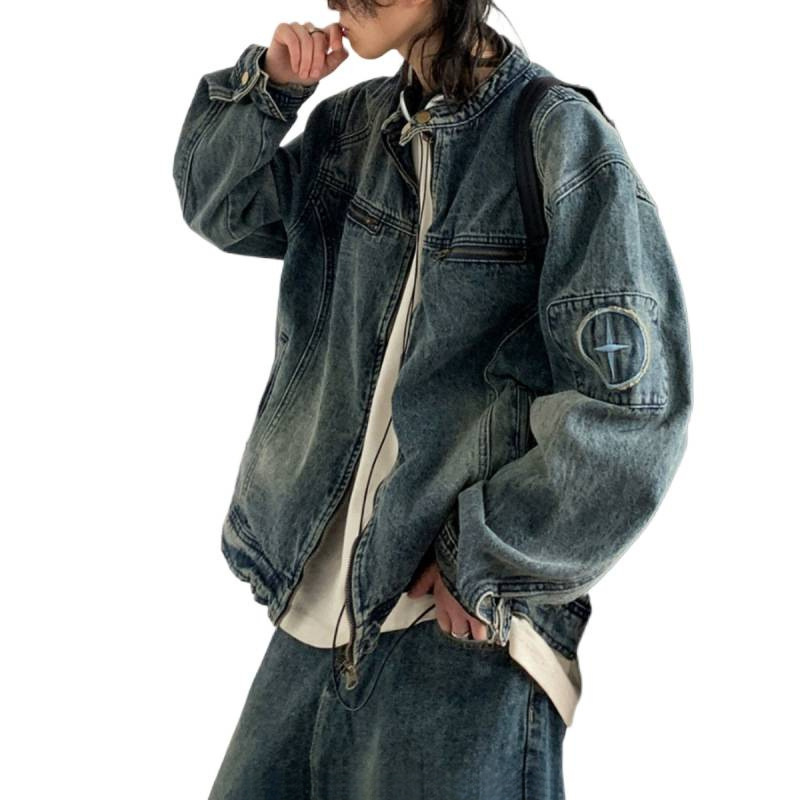 Retro Washed Vintage Zipper Denim Jacket For Men And Women, Loose And Versatile, Popular Couple Top_voghion.com