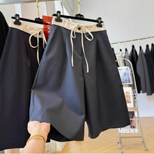 胖MM特大码300斤松紧腰抽绳休闲西装裤女秋季六分七分宽松阔腿裤2