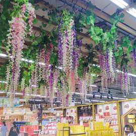 春天吊饰商场店铺氛围布置户外吊顶森系仿真紫藤花幼儿园装饰挂饰