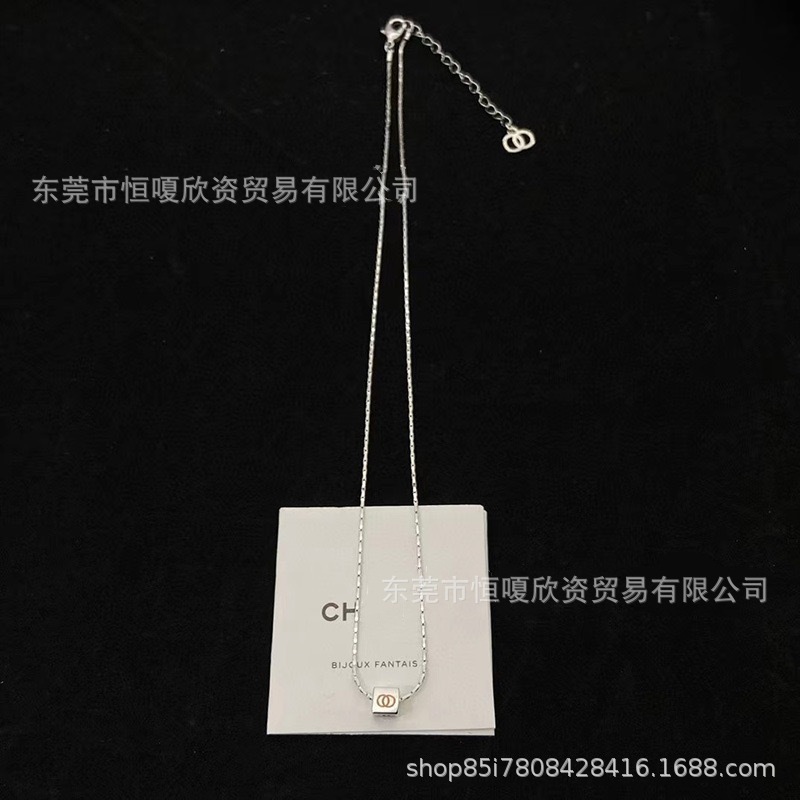 小香家对版字母双C金色银色金砖银砖项链女香奶奶锁骨链工厂直销|undefined