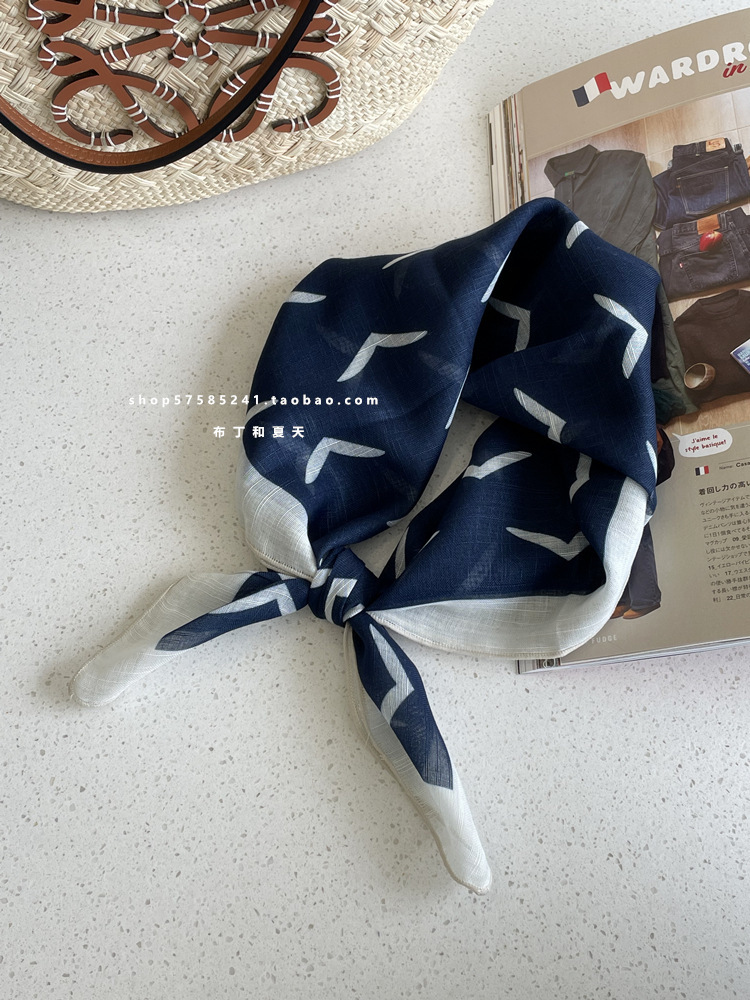 綿麻方巾合集 ~ 超多色柄砕花波点襟巾文芸森系頭巾髪帯包帯女