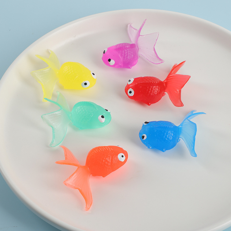 カラーシミュレーションTPRソフト金魚猫玩具浮水半透明室内外児童魚すくい玩具|undefined