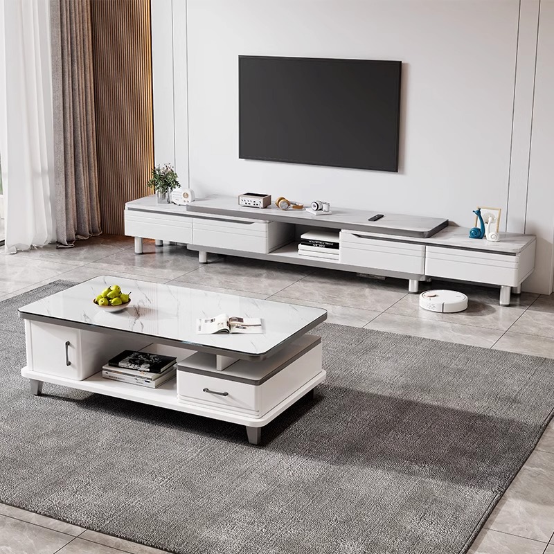Gabinete de televisión sala de estar doméstica moderna y simple 2024 nuevo tipo de casa pequeña telescópico mesa de té suelo combinación de gabinete de televisión