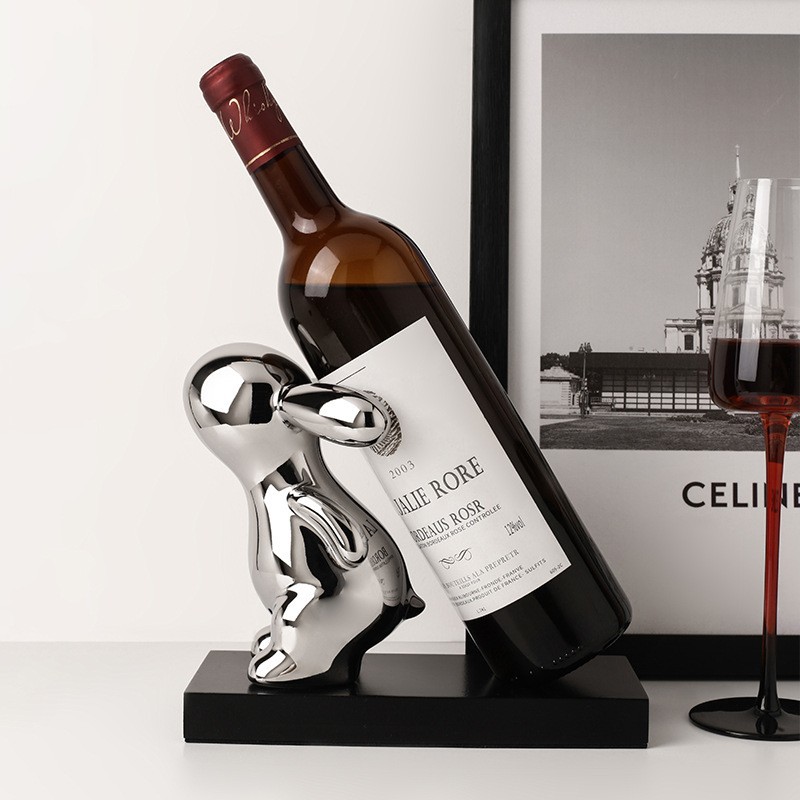 Bei Hanmei Light Luxury Electroplating Back Rabbit Ceramic Wine Rack Soft Furnishing Home Carefully Selected Ornaments Hot One-piece Dropshipping