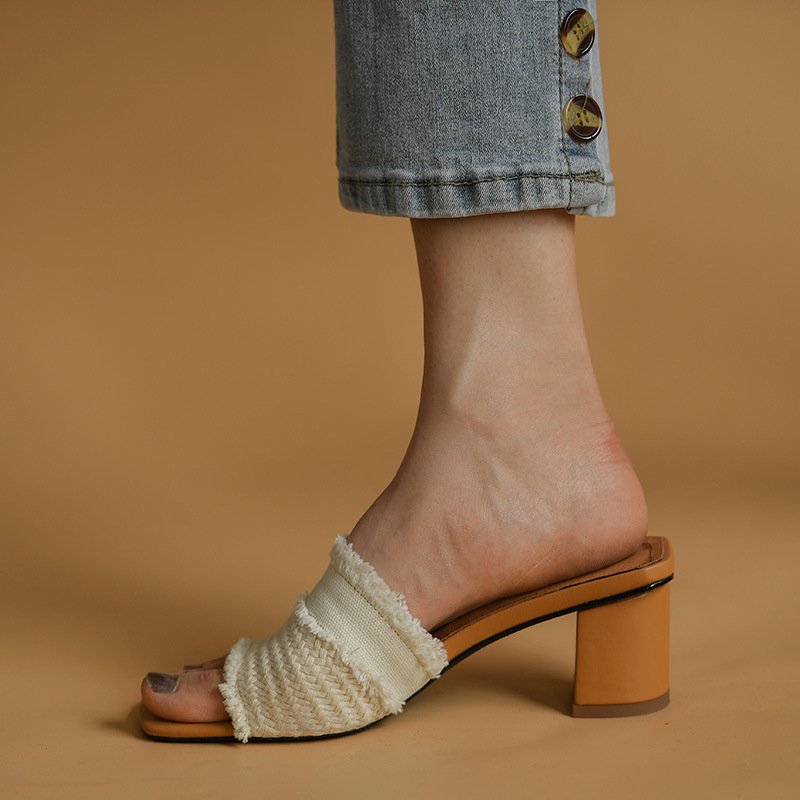 Very soft open toe high heel sandals for women outer wear thick heel sandals for women 2022 new summer women's shoes_voghion.com