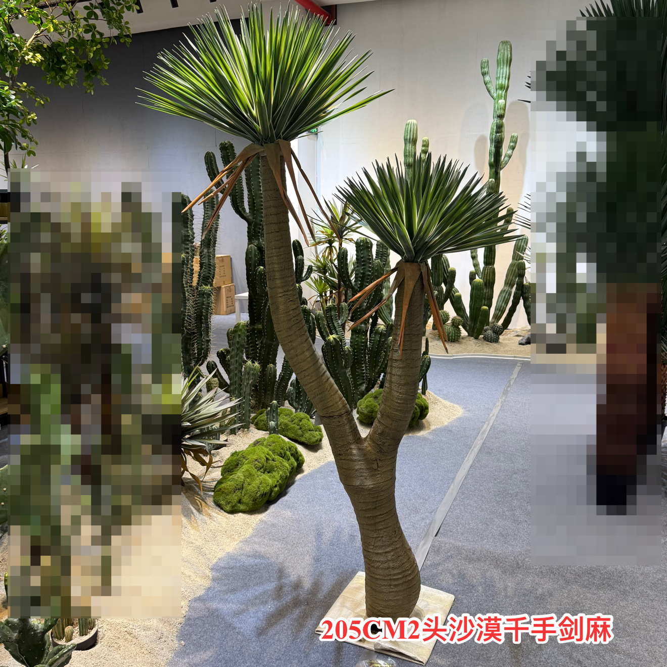 Simulación de plantación verde 1000 mano espada sala de exposiciones del centro comercial terraza maceta de goma blanda tequila paisajismo decoración de planta falsa grande image 7