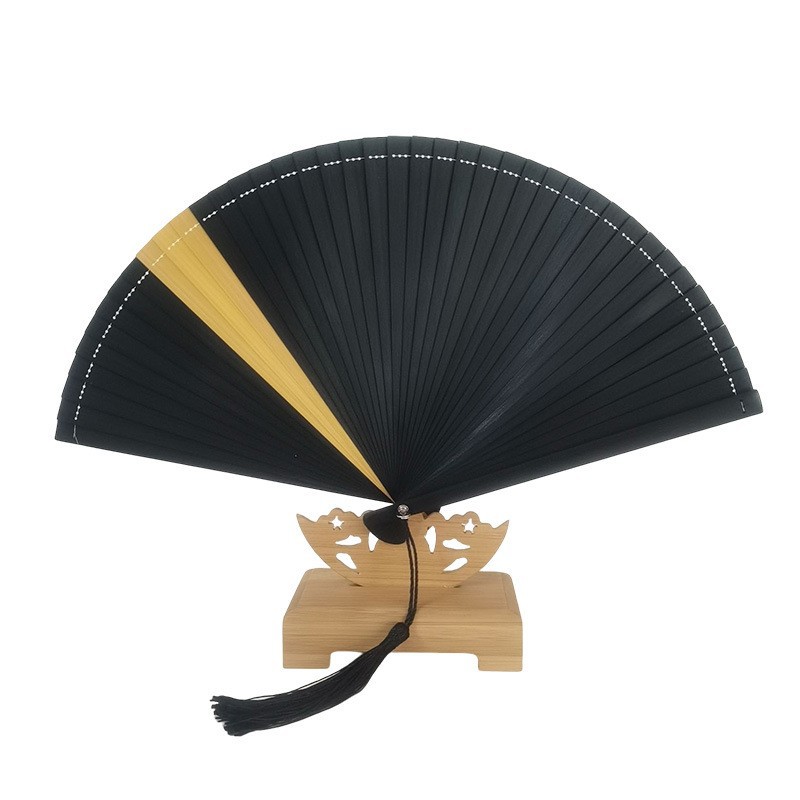 全竹夹板双色扇古风三八女神旗袍舞蹈扇拍照夏日随身折叠扇批发