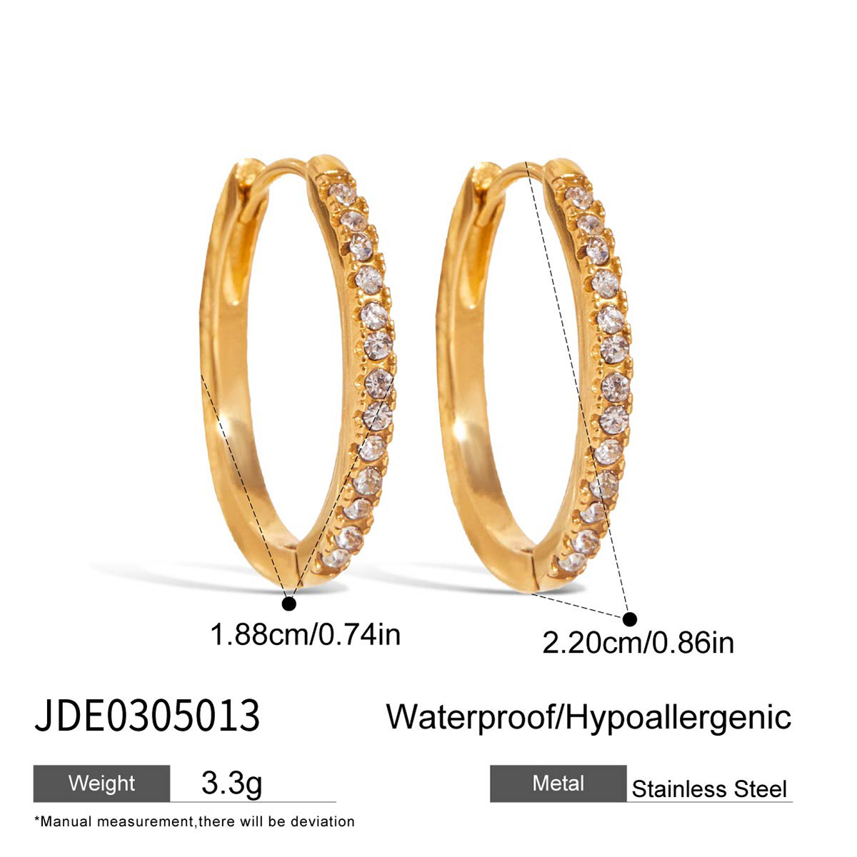 Jieding Pendientes de diamantes de círculo de acero inoxidable europeo y americano Pendientes de lujo ligero de alta calidad Pendientes de acero de titanio que no se desvanece Joyas transfronterizas