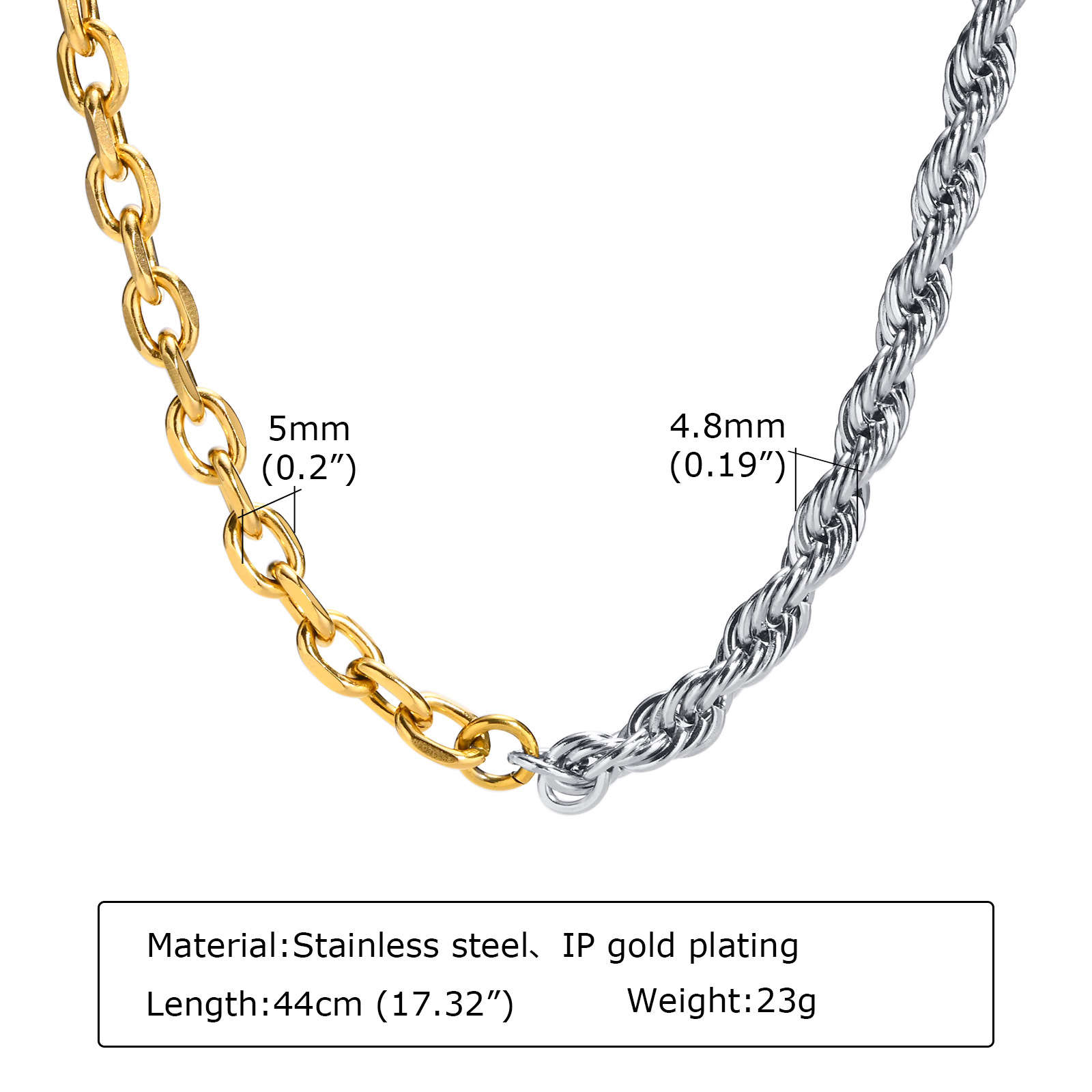 25g Weight 0.03µm Gold Plating Thickness PVD Coated Gold Plated Geometric Twist Stainless Steel Retro Waterproof Non Tarnish 201 Stainless Steel Necklace