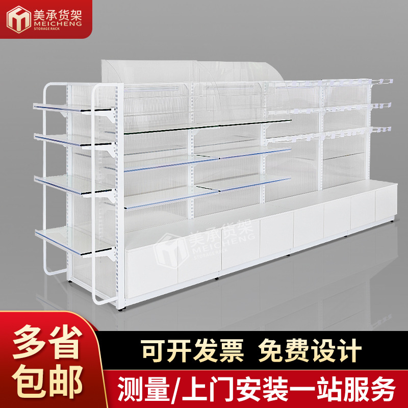 亚克力背板玻璃层板文具店货架层格展示架双面柜台批发