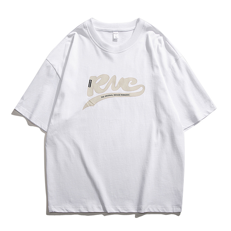 Sommer schickes kurzärmeliges Herren-T-Shirt im koreanischen Stil mit Buchstaben im Harajuku-Stil mit Aufdruck und lockerem Oberteil für Paare_voghion.com