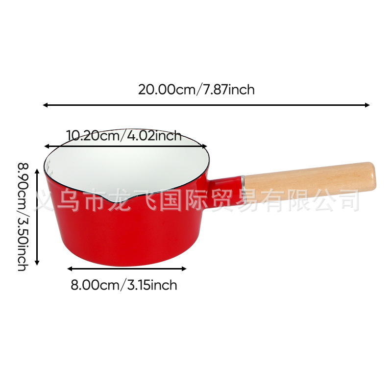 15cm 빨간색 나무 손잡이 우유 포트(주둥이와 눈금 포함)