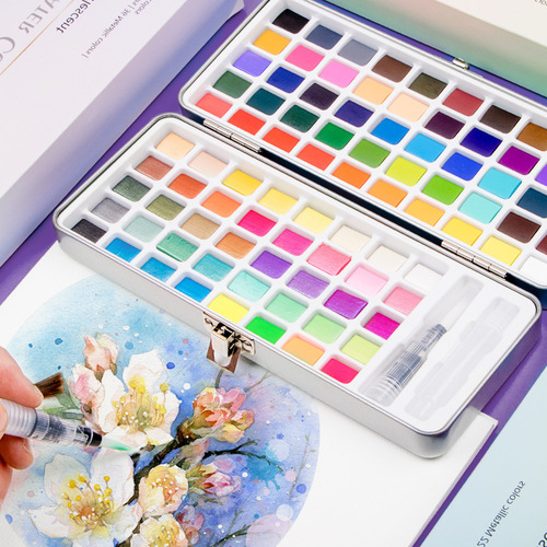 Cross-border new solid watercolor pigment 50 colors 72 colors 90 colors portable pearlescent fluorescent nail art pigment set
