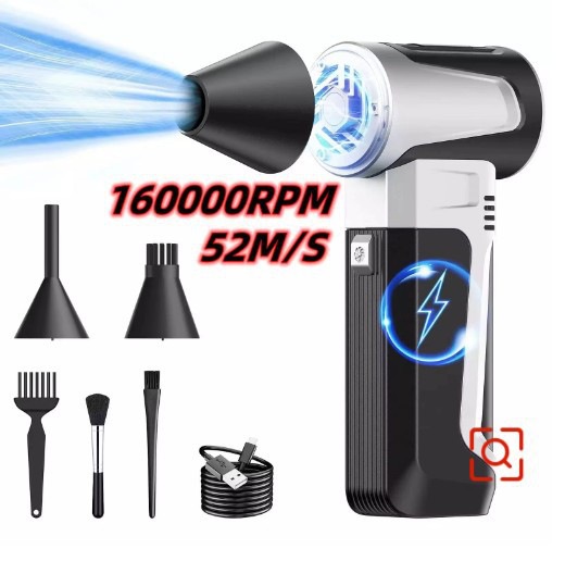 Cross-border 2025 new handheld high-speed turbo violence fan magnetic charging outdoor 130000 turn dust removal hair dryer