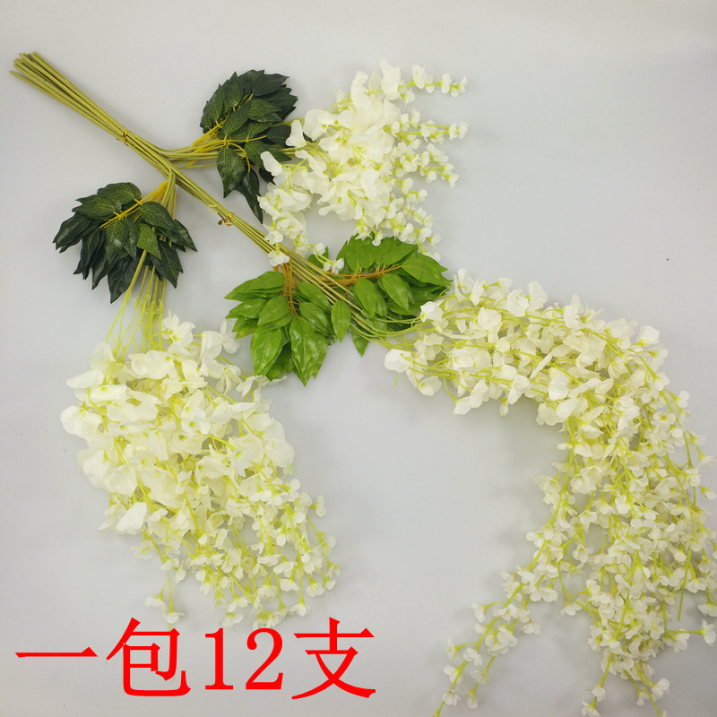 人工藤の花、豆の花、偽物の花、造花、緑の植物、リビングの天井、壁掛けの花、藤、結婚式の装飾、卸売|undefined