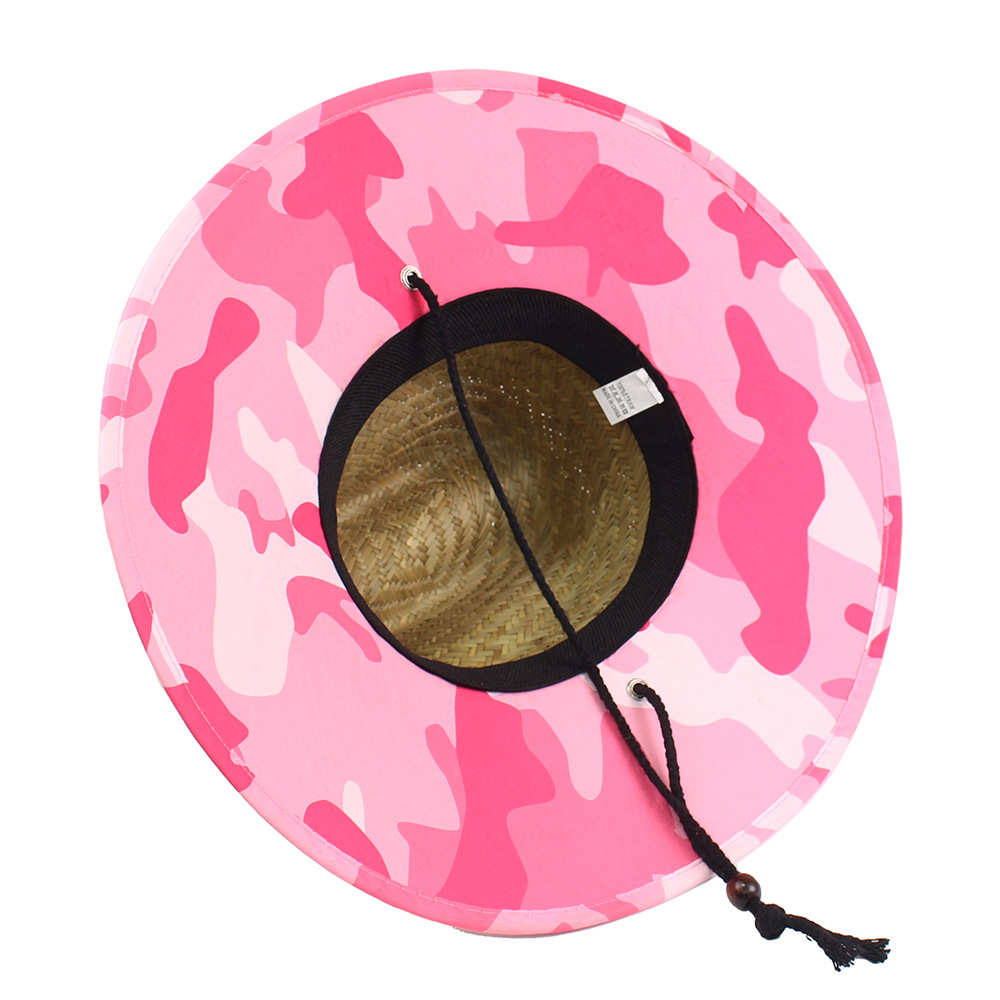 Sombrero de paja para hombre estilo playa, diseño salvavidas, moda verano 2024