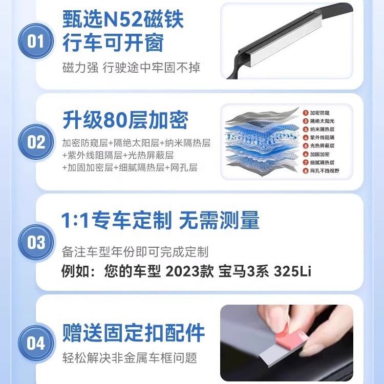 BYD QIN SONG PLUSDMI DOLPHIN | HAN YUAN TANG 자동차 차양 창 자외선 차단제 마그네틱 차양을 위해 적당한