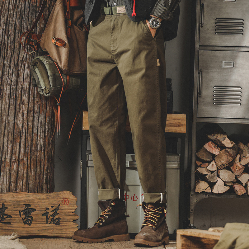 Jerino American Retro Classic Clean Version Simple Casual Pants for Men Autum Trendy Tapered Straight Work Pants for Men