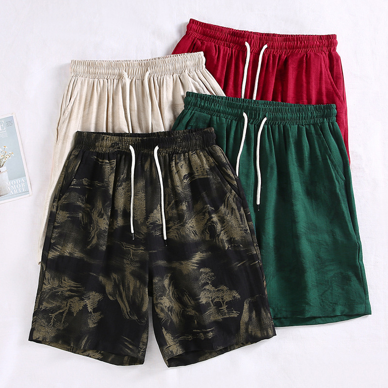 Men's Linen-Blend 5-Inch Casual Shorts – Lightweight & Breathable For Summer, Gym & Beach_voghion.com