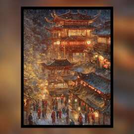 雪落幽街拼图1000片治愈风景成人儿童益智玩具diy手工高难度