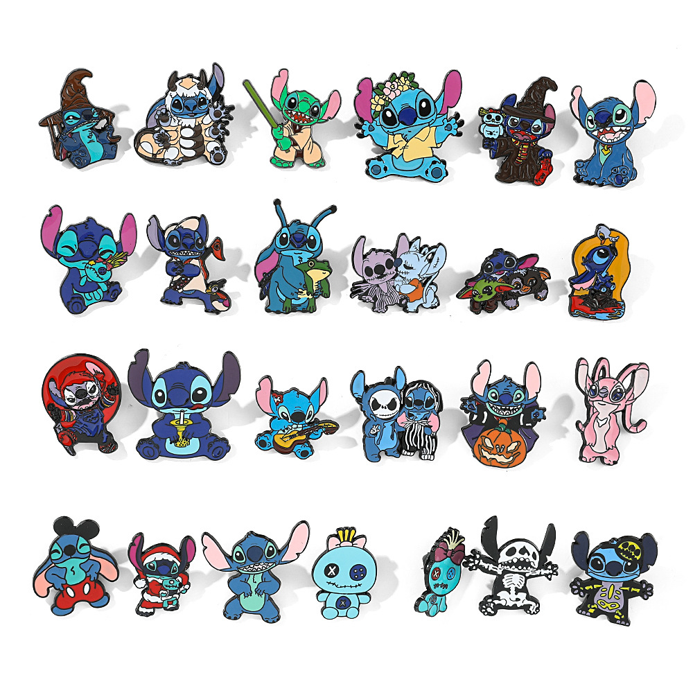 100 Insignias Metálicas Clásicas de Stitch, Broche de Aleación de Star Wars, Stitch, Maestro Yoda, Venta al por Mayor