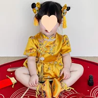 Платье для девочки одного года на весну и лето. Детское платье для первого дня рождения в китайском стиле. Костюм Тан, Cheongsam.