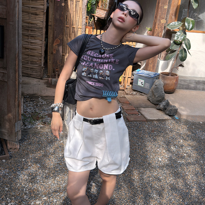 "6.4 Spring/Summer New Arrival" MMFISH Fashionable Twisted Linen Soft Fabric Paratrooper Shorts with Belt 26K347