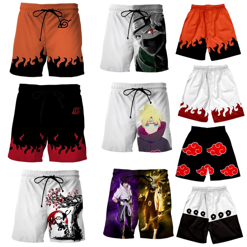 Factory direct Naruto cosplay men's casual shorts 3D digital printing beach quick-drying pants Factory direct Naruto cosplay men's casual shorts 3D digital printing beach quick-drying pants