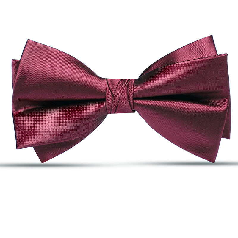 모조 손으로 매듭지은 버건디 글로시 보타이