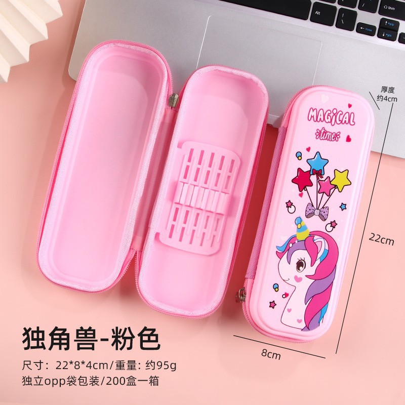 Caja de lápices de dibujos animados para niños y niñas estilo ins escuela primaria capacidad de alta capacidad estuche para lápices caja de papelería resistente al desgaste multifuncional de doble capa