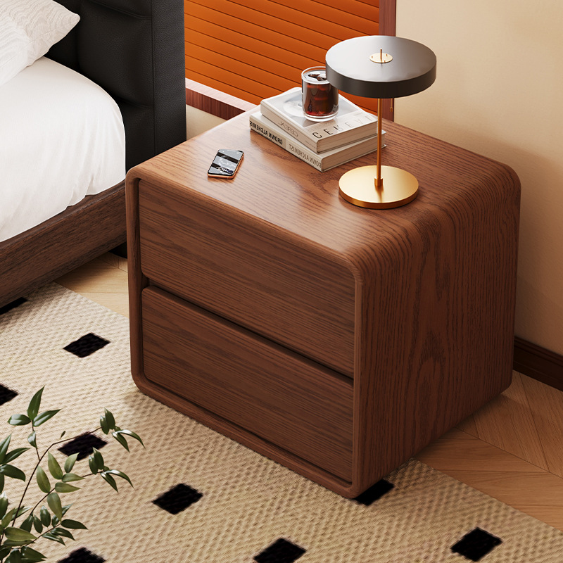 Mesa de cama de estilo medieval madera maciza dormitorio doméstico 2026 venta caliente delicada pequeña cabecera de almacenamiento armario libre de instalación