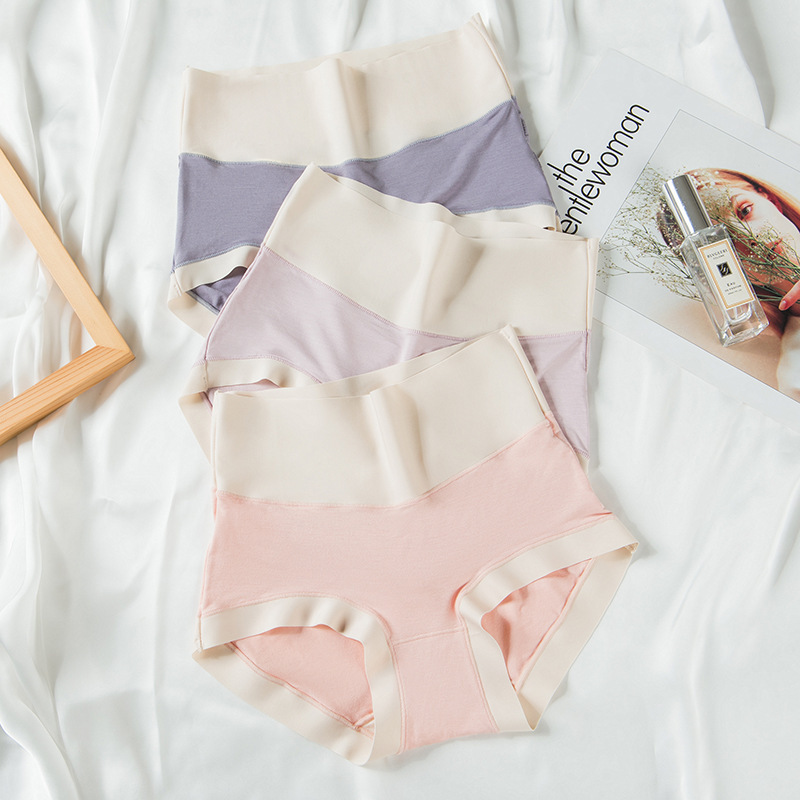 New ladies 60 modal underwear seamless mulberry silk antibacterial bottom crotch girls waist contrast color briefs