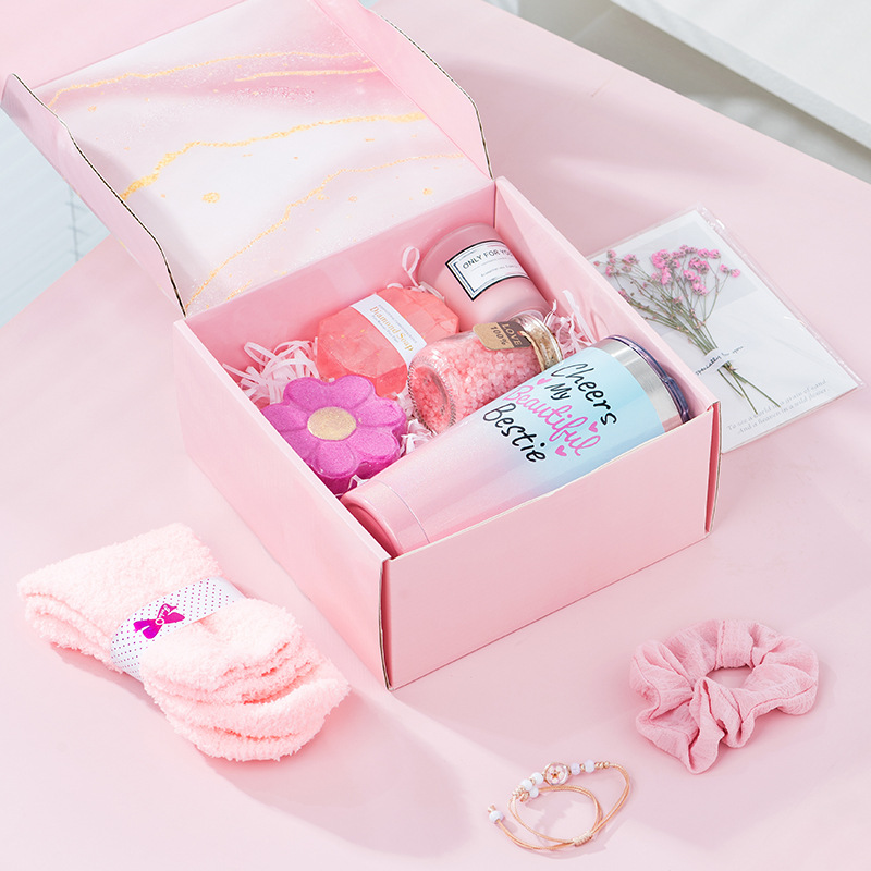 Juego de regalo transfronterizo Día de la madre Caja de regalo de mano Vela de aromaterapia Caja de regalo de baño Regalo de cumpleaños creativo al por mayor