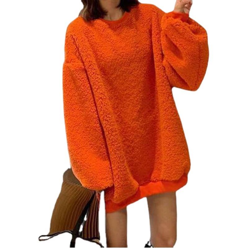 Женский модный свитер из овечьей шерсти Lazy Style, утепленный Универсальный УТЕПЛЕННЫЙ ТОП В Корейском стиле с флисовой подкладкой для студентов, зимнее пальто