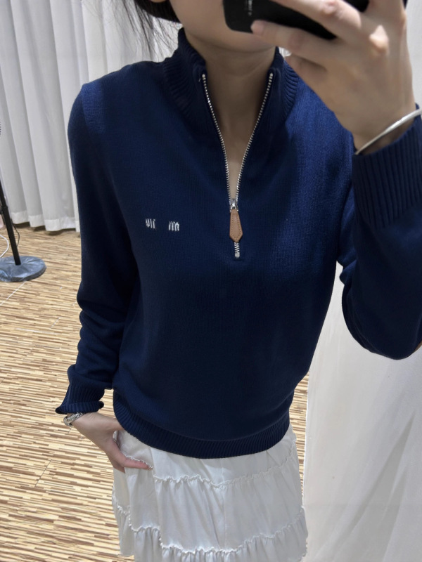南油高版本女装MIU家2025新款立领短款拉链翻领针织上衣|undefined