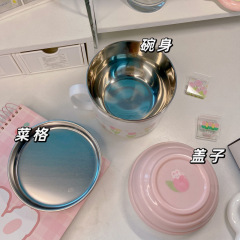 304不鏽鋼泡麵碗帶蓋學生宿舍飯碗易洗大容量快餐杯食堂多層飯盒