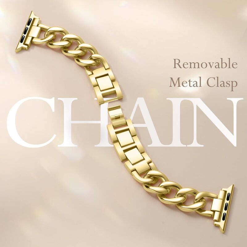 Advanced Metallic Cuban Chain Bracelet Strap Suitable for Apple Watch 38-49mm Dial S10 9 8 7
