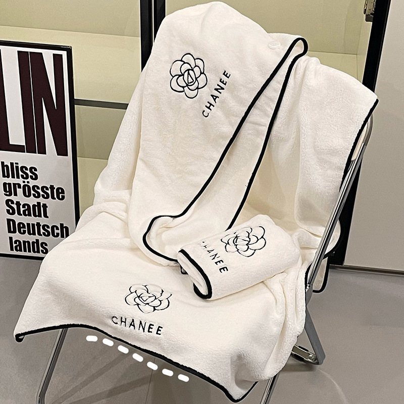 2024 nuevo coral camellia toalla de baño mujer invierno absorción rápida no seco cabello toalla de baño toalla grande conjunto de tres piezas