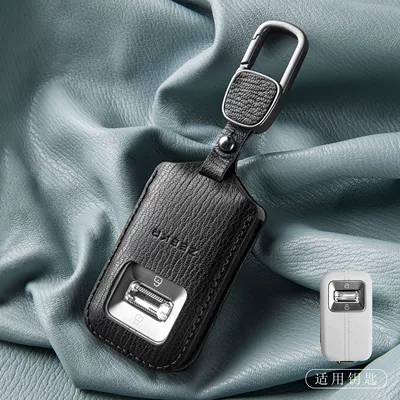 Car key bag: 8X Genuine Leather 001 Key Case - new-ji-krypton-double-contrast-color-model-mysterious-black-formula-buckle
