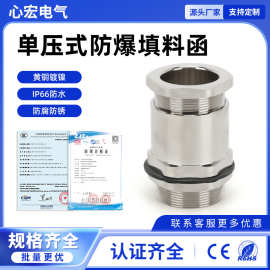 金属单压式防爆填料函 黄铜镀镍G3/4 G1 M25 M63 BDM格兰防爆接头
