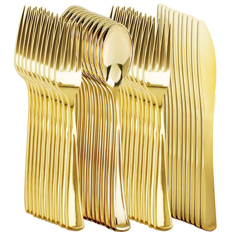 Factory Direct Sales, In-Stock, Cross-Border Hot-Selling Disposable Knife, Fork, and Spoon Set, Uv Electroplating, Gold Stamping, Wholesale Source of Knife, Fork, and Spoon Sets