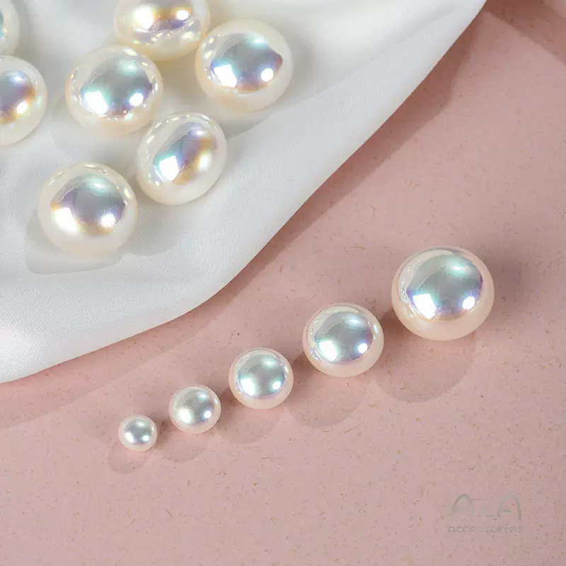 高品质施家高亮极光仿马贝珍珠半孔馒头珠diy手工耳饰品散珠材料