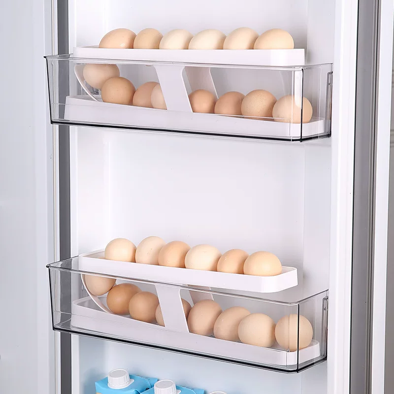Home Multifunctional Egg Storage Box refrigerator side door holder Egg standing rack storage box double -layer fresh -keeping box
