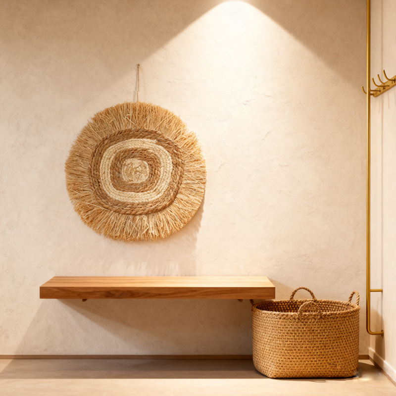 Bohemia pared de tela de paja natural pared decoración de pared accesorios de pared decoración de pared de sala de estar de alojamiento exclusiva transfronteriza