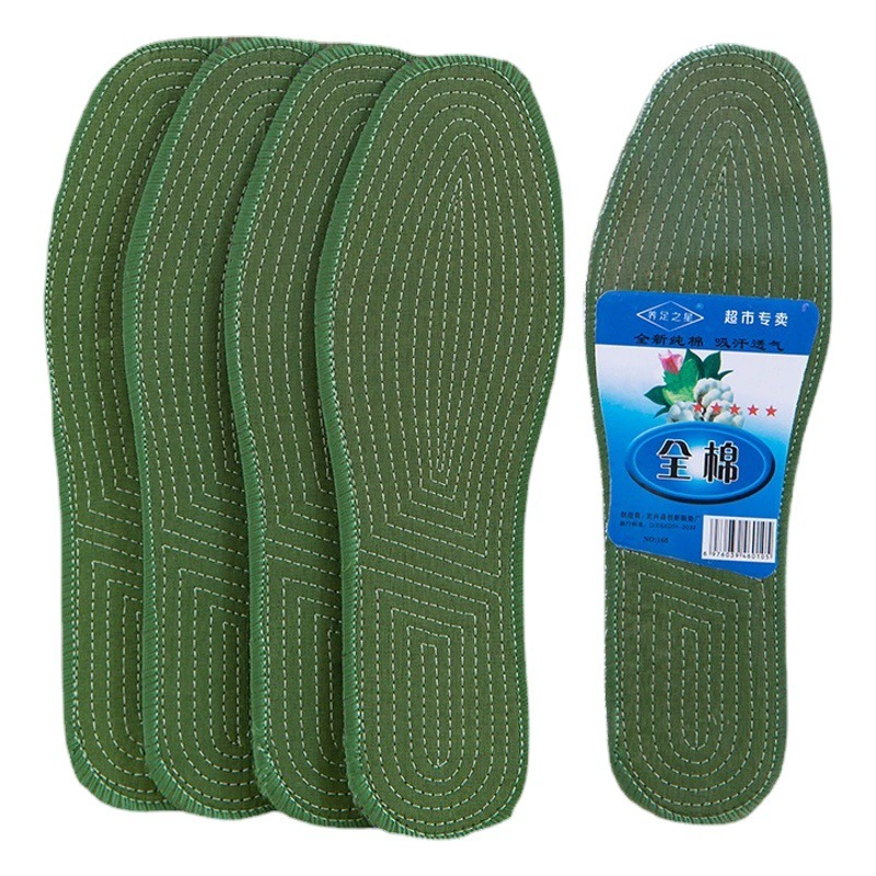 Армейская зеленая пластиковая герметичная стелька из чистого хлопка, впитывающая пот дышащая Военная тренировочная стелька Four Seasons Мужская и женская стелька оптом с фабрики