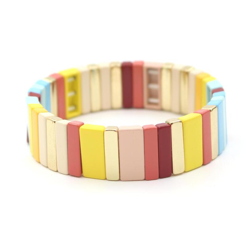 wish hot sale enamel bracelet geometric long Square rainbow lucky bracelet beaded multi-layer stackable couple bracelet wish hot sale enamel bracelet geometric long Square rainbow lucky bracelet beaded multi-layer stackable couple bracelet