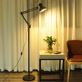 一件代发美式长臂折叠纹绣摄影落地灯客厅卧室立式学习护眼落地灯