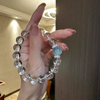 Браслет из натурального аквамарина с белыми кристаллами для женщин, новый популярный стиль, легкий роскошный нишевый высококачественный браслет, прямая трансляция, оптовая продажа