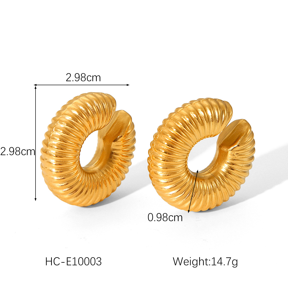 Ins celebridades de Internet europeas y americanas, el mismo estilo, personalidad de moda, diseño de nicho, patrón chapado en oro de acero de titanio geométrico, sin orejas perforadas, clip para la oreja femenino