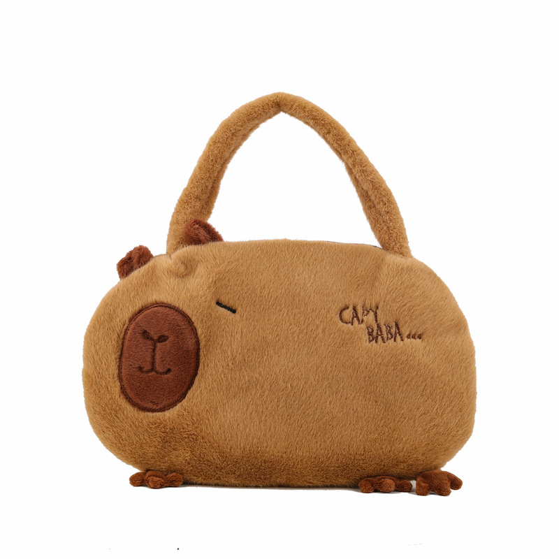 Bolso de peluche en línea para mujeres 2025 nuevo bolso de muñeca Capibara, bolso de cubo de mano lindo corazón de niña